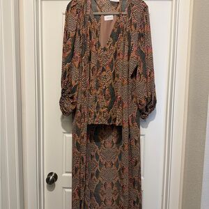 Adrienne Vibrant Patterned Long Sleeve Dress